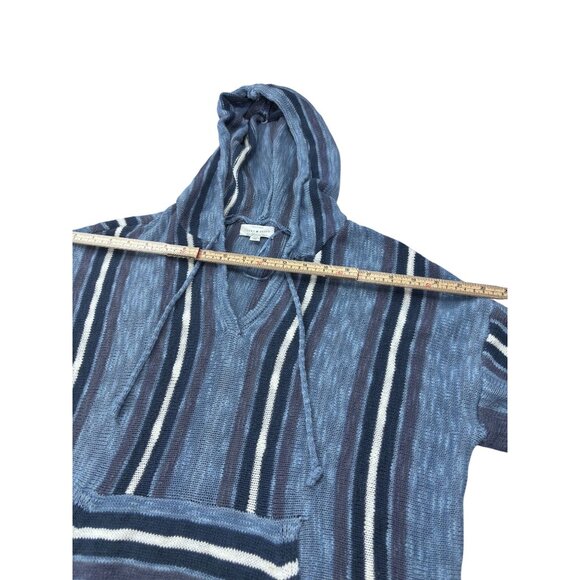 Lucky Brand Blue Striped Baja Hoodie M/M Cotton Blend Pullover With Front Pocket - Picture 9 of 11
